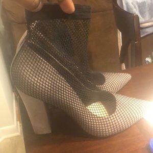 Tan with black fishnet